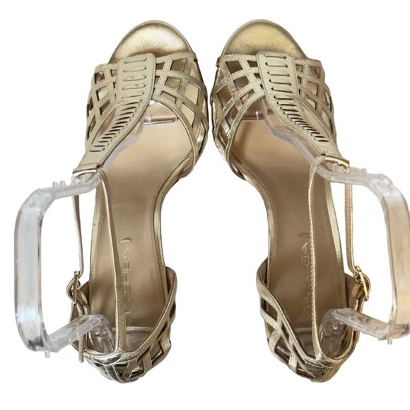 VIA SPIGA Women's Shoes Gold Leather Heels Stilettos Size 9.5M Eu 41 - Picture 5 of 13